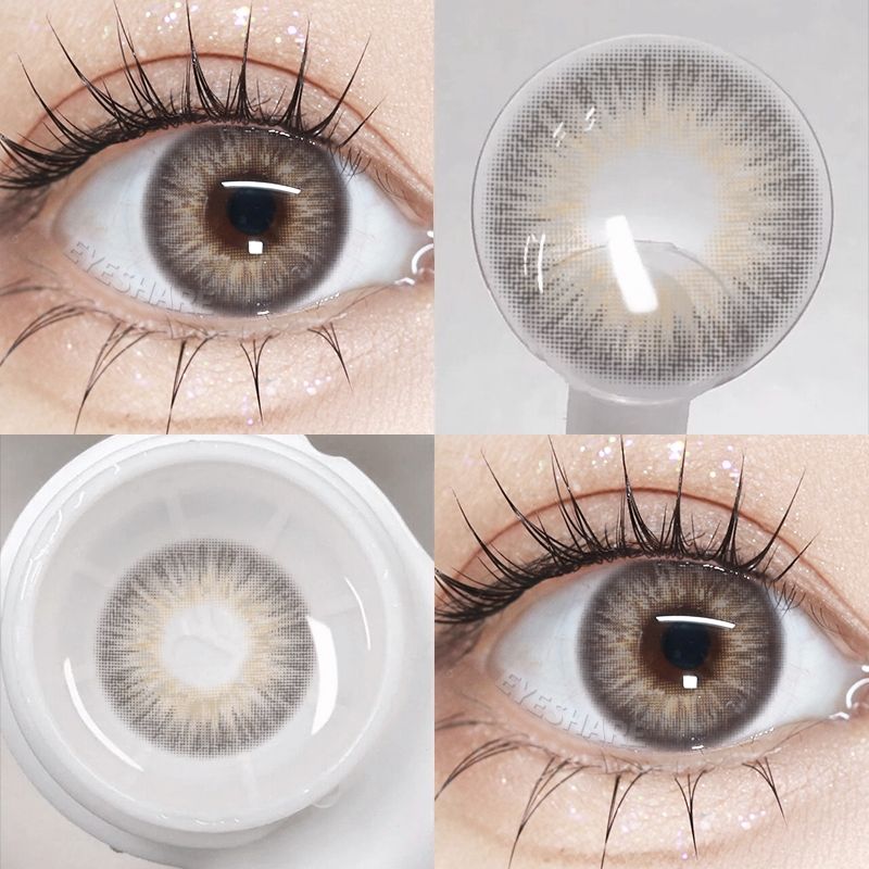 {COD}-EYESHARE OMG สีน้ำตาล/สีเทา 0.00 คอนแทคเลนส์ธรรมดา 1 คู่ 2 ชิ้น 14.0mm คอนแทคเลนส์สีมินิ ใช้ได้หนึ่งปี ส่งฟรี