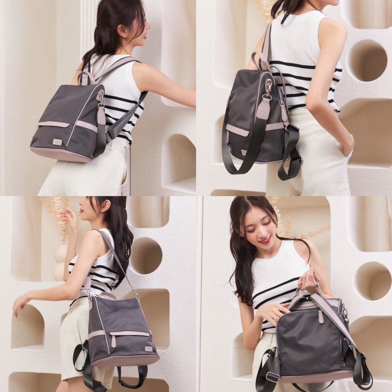 [ รุ่นใหม่]  Keep Mori Backpack ต้อนรับหน้าฝน กระเป๋าเป้ไนล่อนกันน้ำ // กระเป้สะพายข้างได้