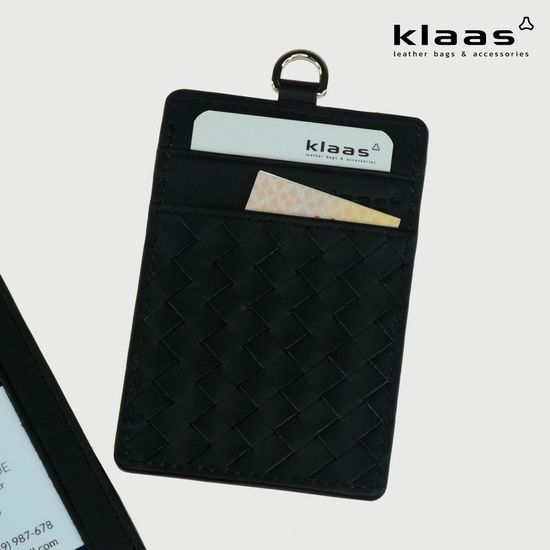 ID card holder ป้ายห้อยคอใส่บัตรพนักงาน สานหนังแท้ แบรนด์ klaas ของแท้