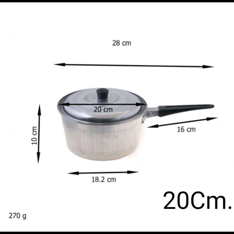 หม้อด้ามอลูมิเนียม  หม้อโจ๊ก 16-18-20 cm.