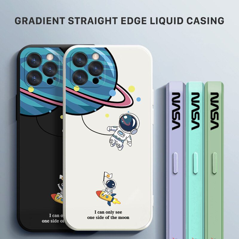 UCUC เคสมือถือ เคสโทรศัพท์ เคส OPPO Reno 5G /Reno5 4G การ์ตูน NASA Earth Planet นักบินอวกาศรูปแบบขอบซิลิโคนกล้องป้องกันกรณี Oppo Reno 5