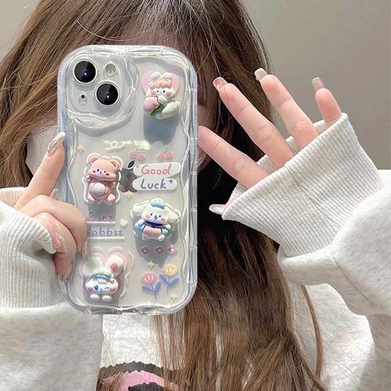 เคสไอโฟน 7 Plus 11 6 6S 8 14 Plus XR 11 12 13 14 PRO MAX 11 12 13 X XS MAX Se 2020 6SPlus 7 Plus 6Plus 8Plus 14 Plus XSMAX 3D เคสกระต่ายน่ารัก