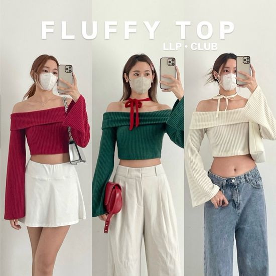 (9สี) Lalapis | FLUFFY TOP🖤 เสื้อแขนยาวปาดไหล่