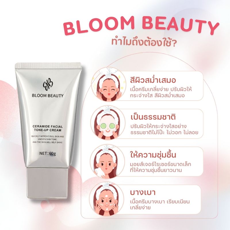 Bloom Beauty เเพ็คคู่ ผิวขาว เบสเมคอัพ  CC  ครีม เนื้อบางเบา กันน้ำ ช่วยปรับสีผิวให้กระจ่างทันที โลชั่นปรับสีผิว