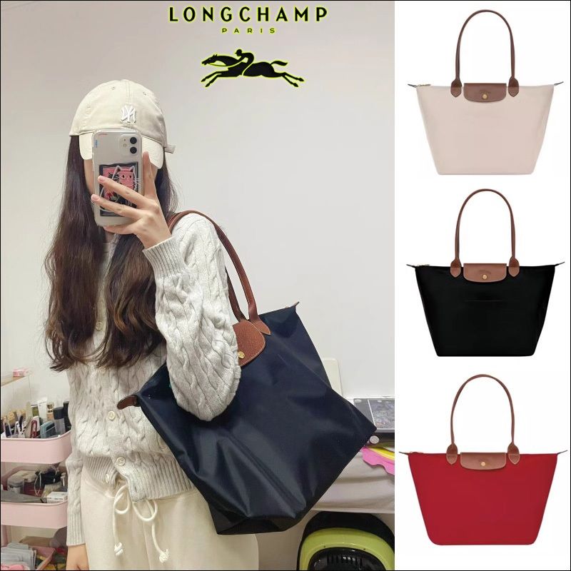 ของแท้ 100% ผลิตในฝรั่งเศส 70th กระเป๋า Longchamp Long-handled dumpling bag Shoulder bag Classic and eco-friendly