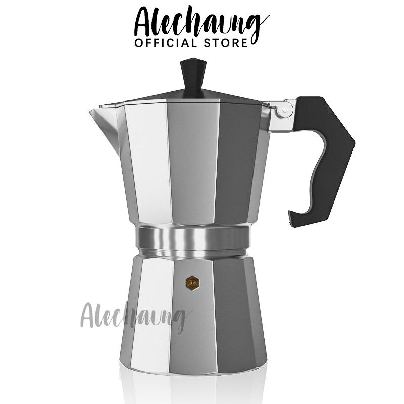 Alechaung มอคค่าพอท โมก้าพอท หม้อกาแฟสด Moka pot สำหรับชงกาแฟทานเองง่ายๆ ใช้กับเตาแก๊ส เตาไฟฟ้า เตาอินฟราเรดได้ ชงกาแฟได้ 1-12ถ้วย