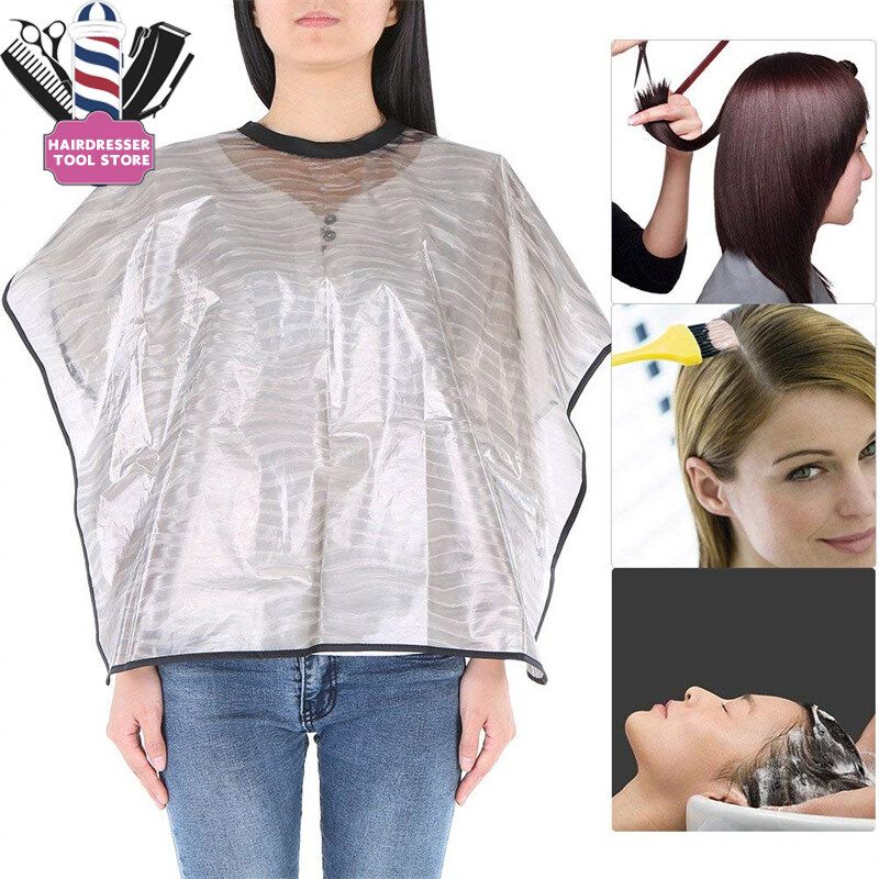 Professional Salon สีโปร่งใส Perm Hairdressing Cape กันน้ำย้อมผม Collar Wrap ผ้ากันเปื้อน Anti-Static Barber Tool