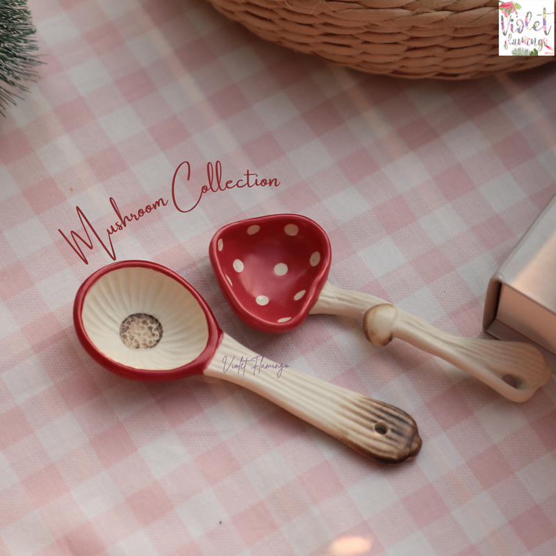 Violet Flamingo ชุดจานชามลายเห็ดสีแดง Mushroom Dinner Set เข้าไมโครเวฟได้