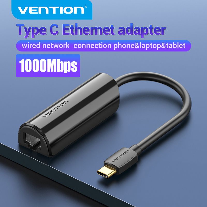 Vemtion 1000Mbps USB C Adapter USB C ถึง Gigabit Ethernet Adapter การส่งข้อมูลอย่างรวดเร็วสำหรับแล็ปท็อป Lenovo HuaWei XiaoMi Type C ถึง Gigabit Ethernet Adapter