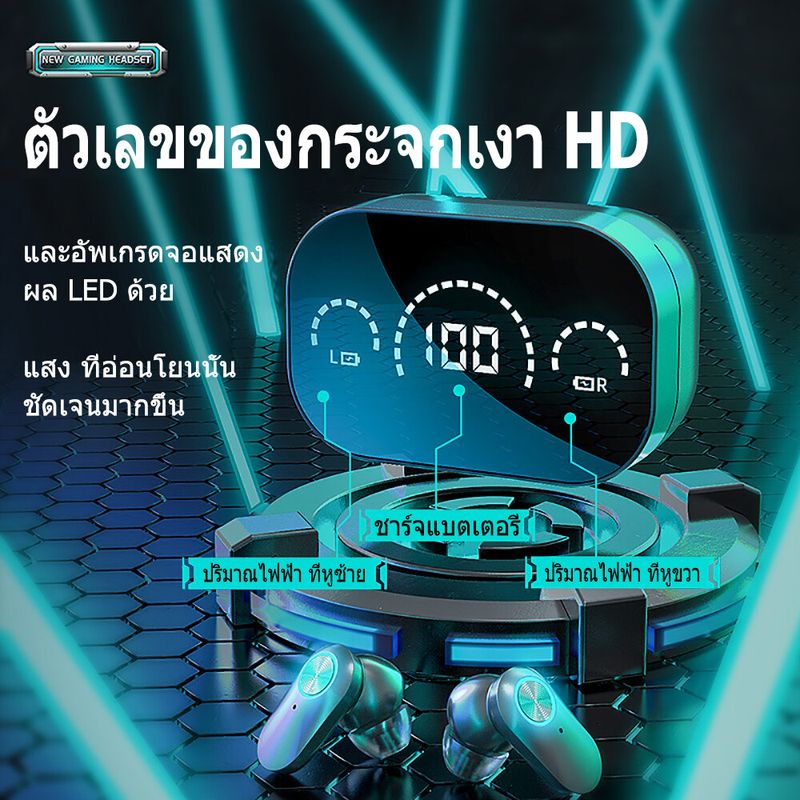 หูฟังบลูทูธ หูฟังไร้สาย หูฟังบลูทูธ หูฟัง bluetooth ไร้สาย ชุดหูฟังไร้สายบลูทูธ 5.3 หูฟังบลูทูธไร้สาย หูฟังสเตอริโอ