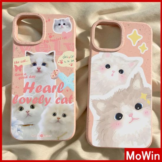 Mowin - เข้ากันได้สำหรับ 15 เคสไอโฟน11 เคส iphone 11 เคส iPhone เป็นมิตรกับสิ่งแวดล้อมเคสสีชมพูนุ่มปกป้องกล้องกันกระแทกป้องกันแมวน่ารักเข้ากันได้กับ iPhone 13 Pro max 12 Pro Max XR XS 7Plus 8Plus