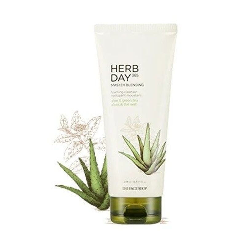 THE FACE SHOP HERB DAY 365 MASTER BLENDING FACIAL FOAMING CLEANSER ALOE & GREEN TEA