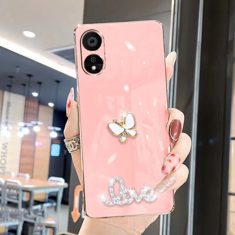 เคสโทรศัพท์สำหรับ OPPO A38 A58 Reno 8T A78 A98 5G Reno 10 A17 A17K A3S A12E A7 A12 A5S ผีเสื้อเพชร3D