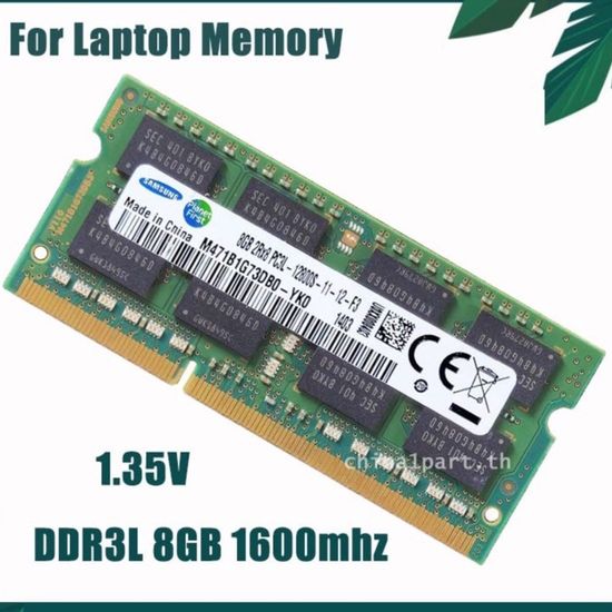 Samsung แรม แรมแล็ปท็อป 2Rx8 1X8GB RAM DDR3L 1600MHz PC3L-12800S 204Pin SODIMM 1.35V DDR3L