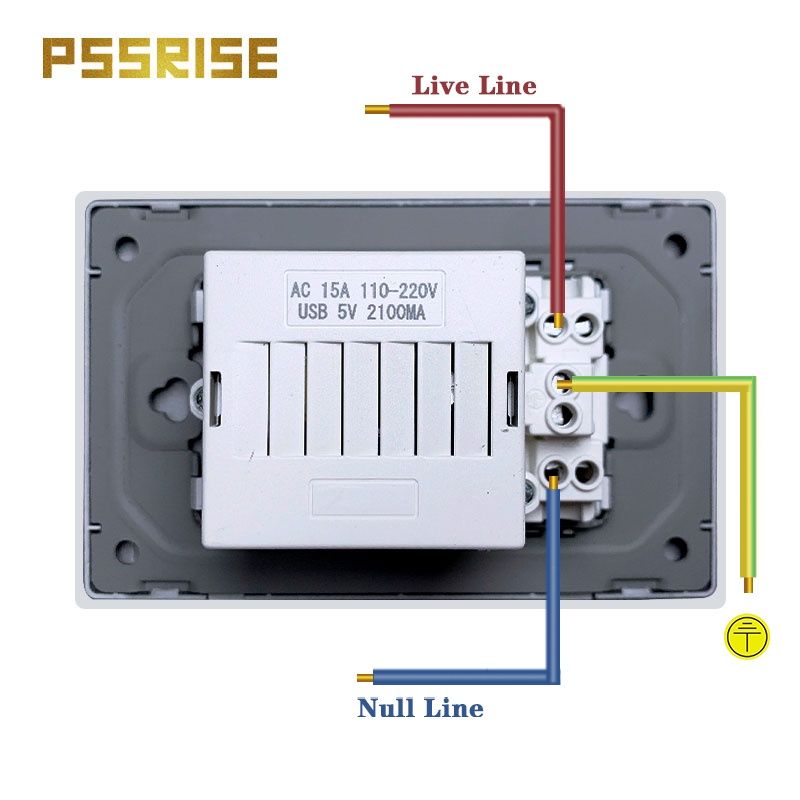 Pssrise 118 ซ็อกเก็ตสวิตช์ติดผนังสไตล์อเมริกันสีขาว (A18)