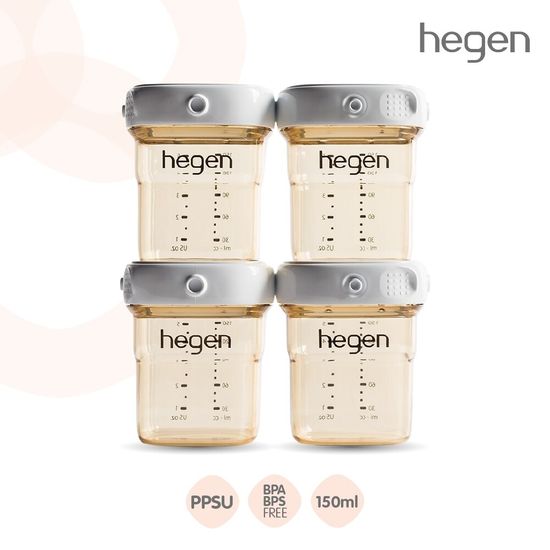 Hegen PCTO Breast Milk Storage 5oz/150ml 4-Pack ขวดเก็บน้ำนม ฝาสีขาว