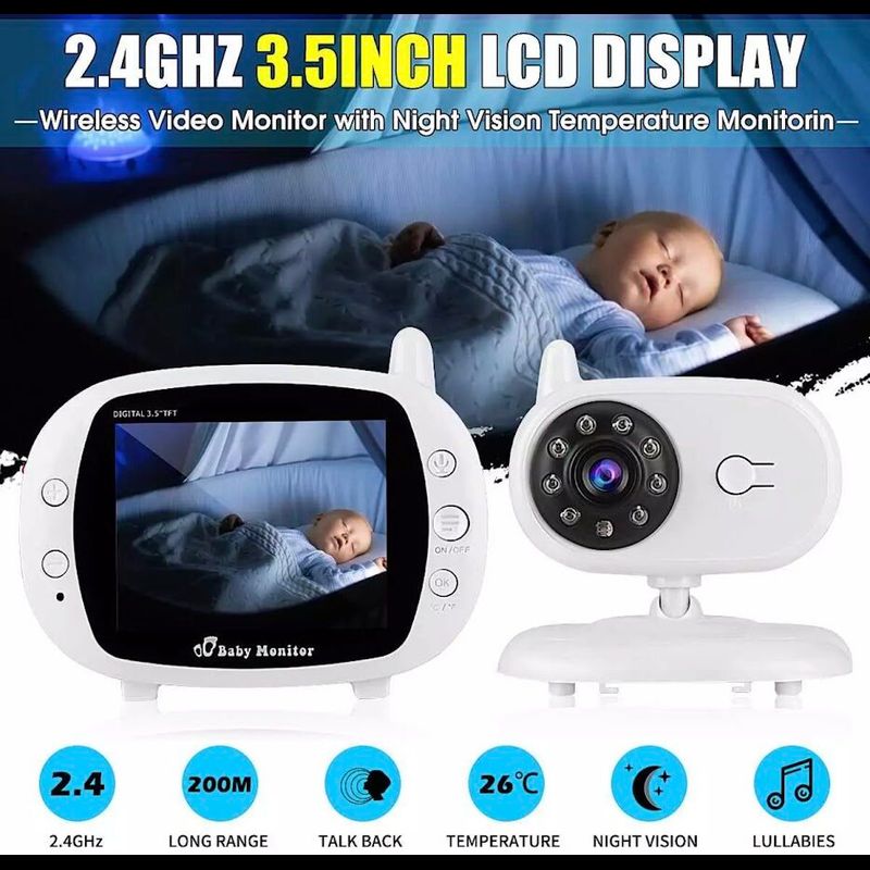 ส่งจากไทย 3.5 นิ้ว Wireless Audio Video Baby Monitor กล้องรักษาความปลอดภัย 2 Way Talk Night Vision IR LED