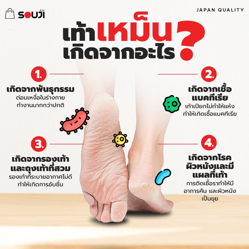 สเปรย์ดับกลิ่นเท้า SOUJI FOOT SPRAY ดับกลิ่นเท้าทันที ลดเหงื่อที่เท้า ดับกลิ่นรองเท้า หอมนาน 24 ชม⏰.