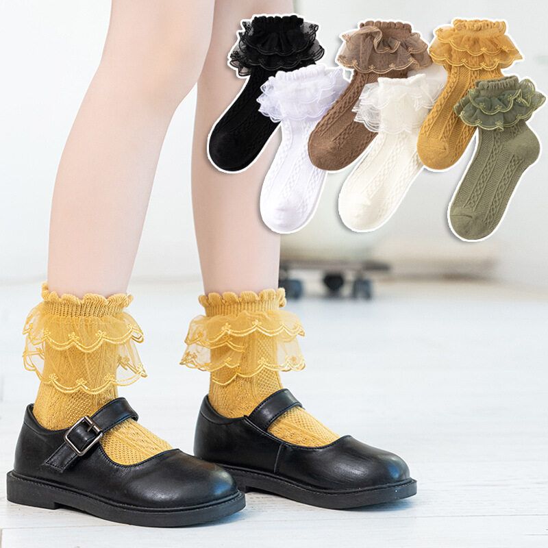 Girls lace socks Childrens cotton spring and autumn thin summer small. Students white dance princess socks ผู้หญิงลูกไม้ถุงเท้าเด็กผ้าฝ้ายฤดูใบไม้ผลิและฤดูใบไม้ร่วงบางฤดูร้อนขนาดเล็ก นักเรียนถุงเท้าเจ้าหญิงเต้นรำสีขาว