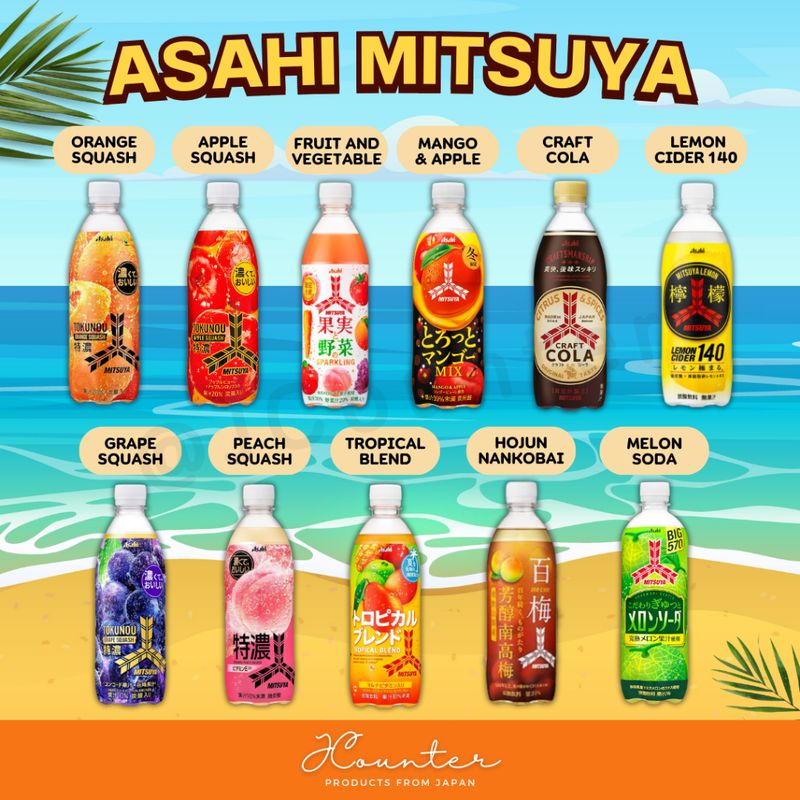 ASAHI Mitsuya Craft Cola & Fruit Soda มิทสึยะคราฟต์โคล่าและน้ำผลไม้โซดา นำเข้าจากประเทศญี่ปุ่น