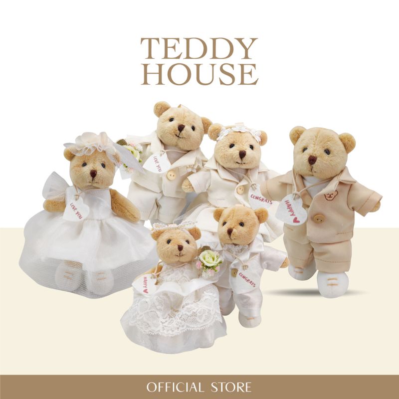 TEDDY HOUSE  ตุ๊กตาหมีหอม Aroma Teddy Bride and Groom ของขวัญแต่งงาน  น้ำหอมในรถยนต์