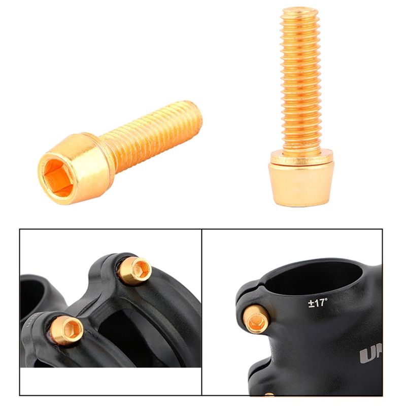 6pcs ไทเทเนียมสายฟ้า Bicycle Stem Screw สกรูก้านจักรยาน สกรูสแตนเลสชุบไทเทเนียม สำหรับจักรยาน Stem MTB จับบาร์กลอน