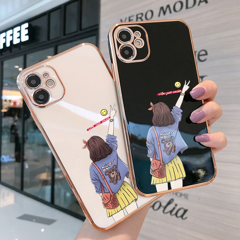 Hontinga เคสโทรศัพท์สำหรับ OPPO A92 A52 2020เคสโทรศัพท์ TPU ทรงสี่เหลี่ยมนิ่มชุบโครเมี่ยมหรูหราสำหรับเด็กผู้หญิงเคสป้องกันกล้องป้องกันการกระแทก