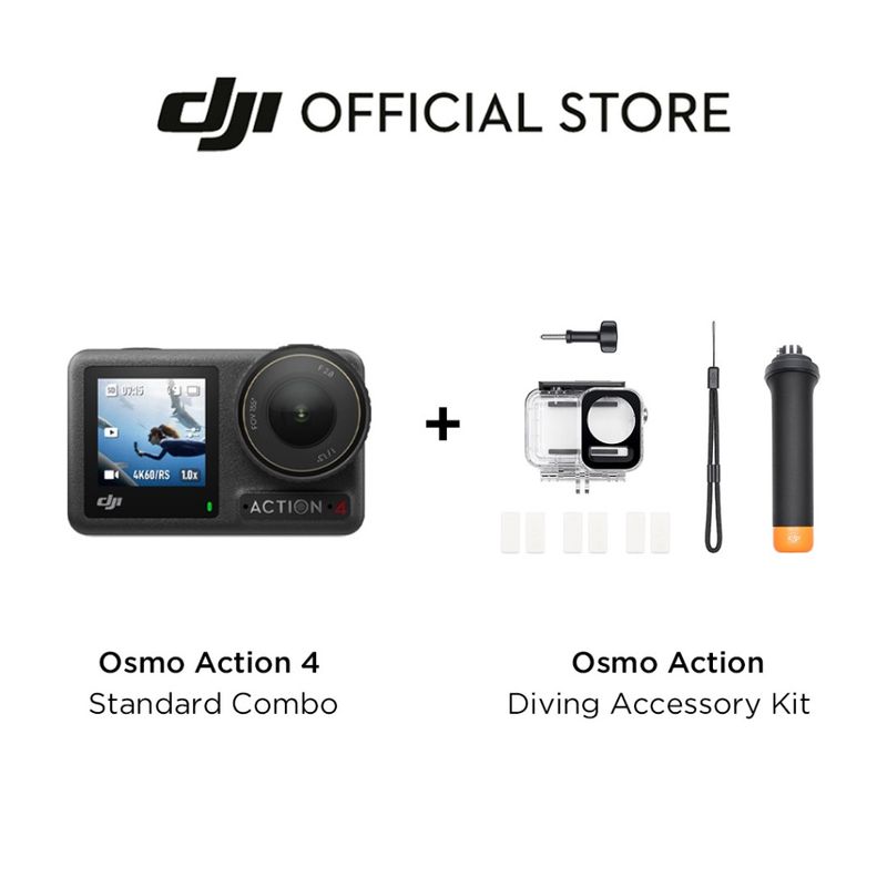 DJI Osmo Action 4 - Action Camera | กล้องแอคชั่น กล้องดำน้ำ | เซ็นเซอร์ขนาด 1/1.3 นิ้ว 4K/120fps FHD | กันน้ำได้ลึก 18 ม