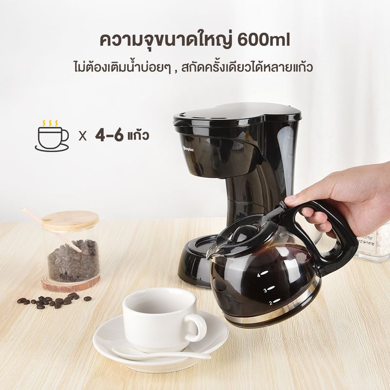 +Simplus:Simplus เครื่องชงกาแฟ 300ml Drip Coffee Maker,Black-250ml