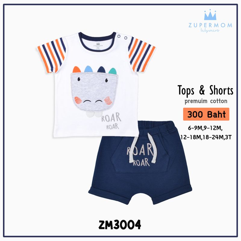 Zuper Mom ชุดเด็กอ่อน เสื้อกางเกง ผ้า cotton 100% สำหรับเด็ก 6เดือน-3ปี