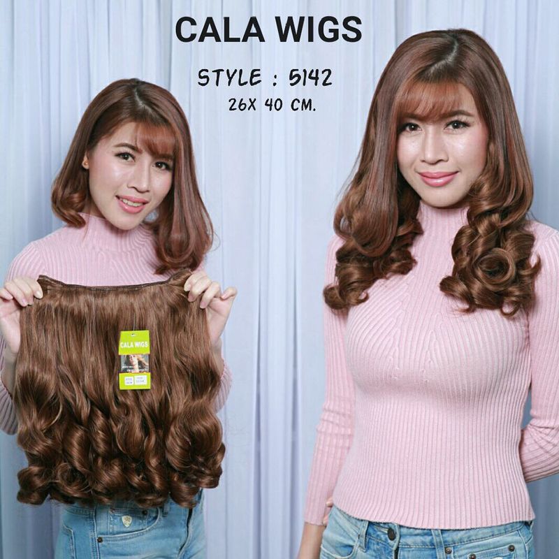 แฮร์พีช hairpiece แฮร์พีช calawigs ชิ้นหนาพิเศษไหมด้านเหมือนผมจริง แฮร์พีชลอน รหัส 5142 กว้าง26cm ยาว40cm  ส่งในไทย