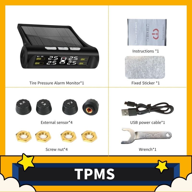 [เวอร์ชั่นภาษาไทย]TPMS วัดลมยาง tpms มอเตอร์ไซค์ เครื่องวัดลมยางไร้สาย เครื่องวัดลมยาง 4 External Sensor