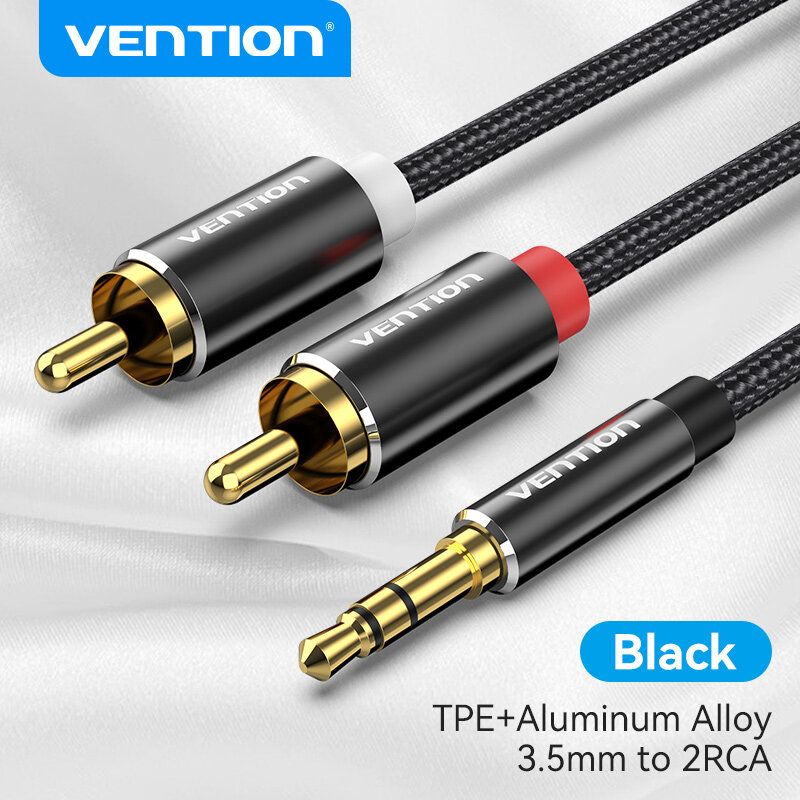 Vention สาย RCA 3.5ถึง2RCA สายสัญญาณเสียงแจ็ค3.5มม. jack สายแจ็คเข้า1ออก2 สายแจ็คลำโพง สายแจ็คสัญญาณ audio DVD RCA to Aux Cable หัวแจ็ค rca ตัวผู้ สายสัญญาน1ออก2