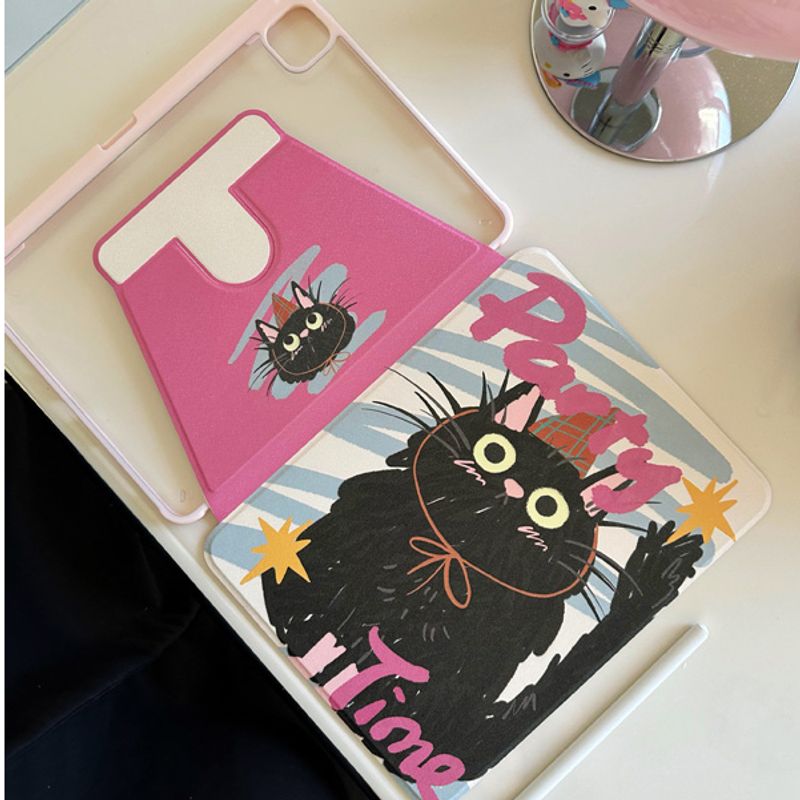 ✨พร้อมส่ง✨เคสiPadหมุน 360° แผ่นหลังอะครีลิ BlackCat Pro11 2024 Air6 Gen10 Air5/4 เรียบง่าย Gen9