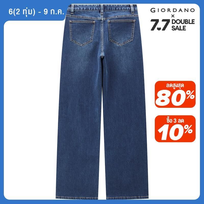 GIORDANO Women Jeans Mid Rise Classic Five-Pocket Denim Jeans Wide Leg Quality Zip Fly Fashion Casual Denim Pants 13413151