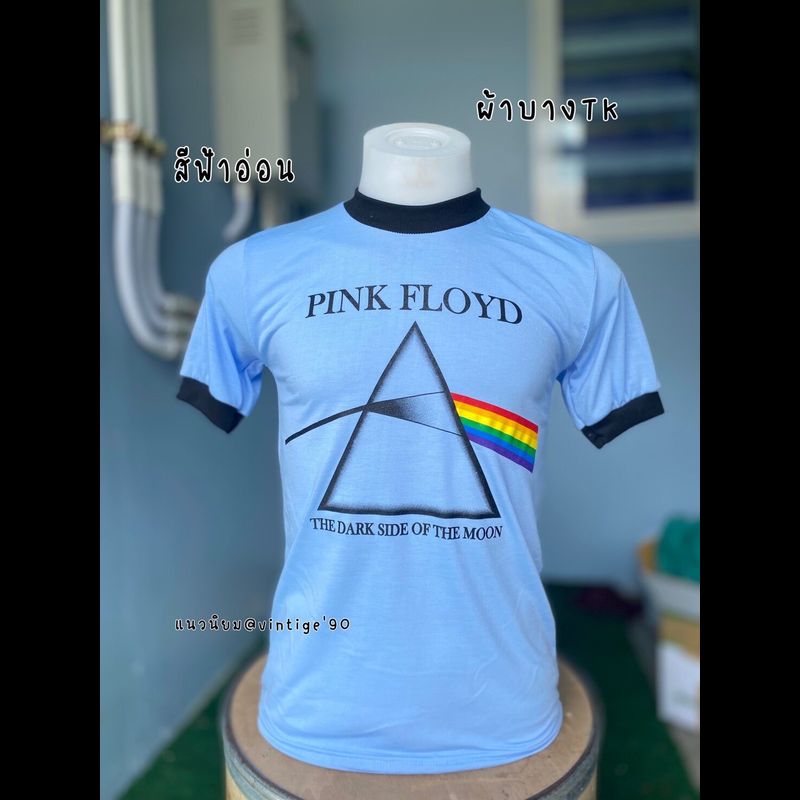 เสื้อยืดแขนจั้ม/เสื้อคอฟิตวินเทจ/Pinkflod กุ้น