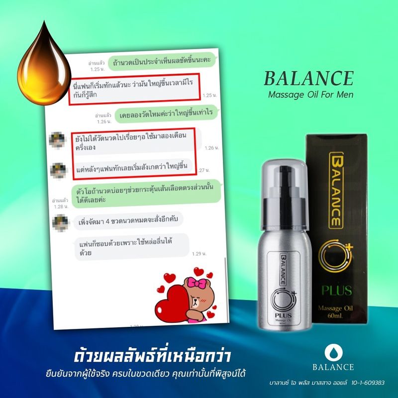 💥💥ซื้อ2 แถม 1💥ขวด Balance O Plus  ผลิตภัณฑ์ยานวดเฉพาะจุด ออยนวด เสริมน้องชาย เพิ่มความมั่นใจสำหรับผู้ชาย 4249