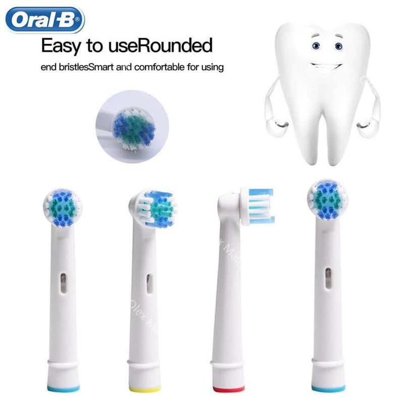 Oral-B แปรงสีฟันไฟฟ้า หัวแปรงสีฟันไฟฟ้า electric toothbrush แปรงไฟฟ้า หัวแปรงไฟฟ้า oral b แปรงฟันไฟฟ้า หัวแปรงสีฟัน ใช้ได้ทุกรุ่น แปรงสีฟันไฟฟ้า แปรงสีฟัน 4pcs Electric toothbrush head for Oral B SB-17A Electric Toothbrush Replacement Brush Heads