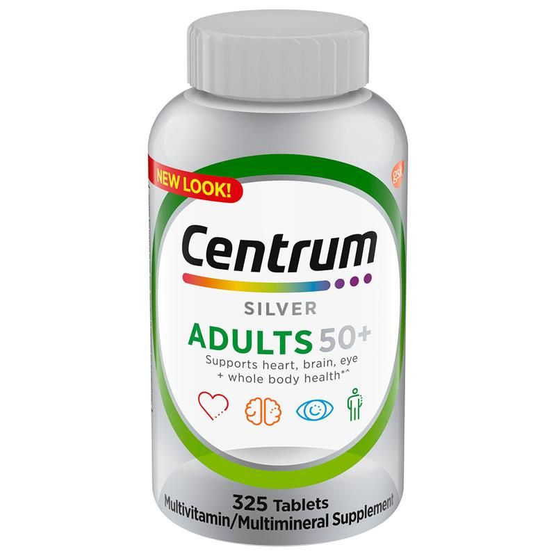 Centrum Silver Adult 50  Multivitamin Mineral 325 Tablets USA สหรัฐ วัยกลางคน วิตามิน เม็ดเศษไม้ ผู้ใหญ่