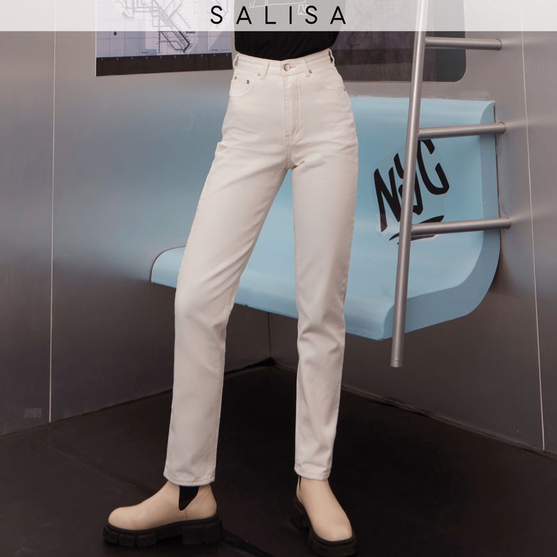 SALISA - JEANS STRAIGHT high waist กางเกงยีนส์ขายาว