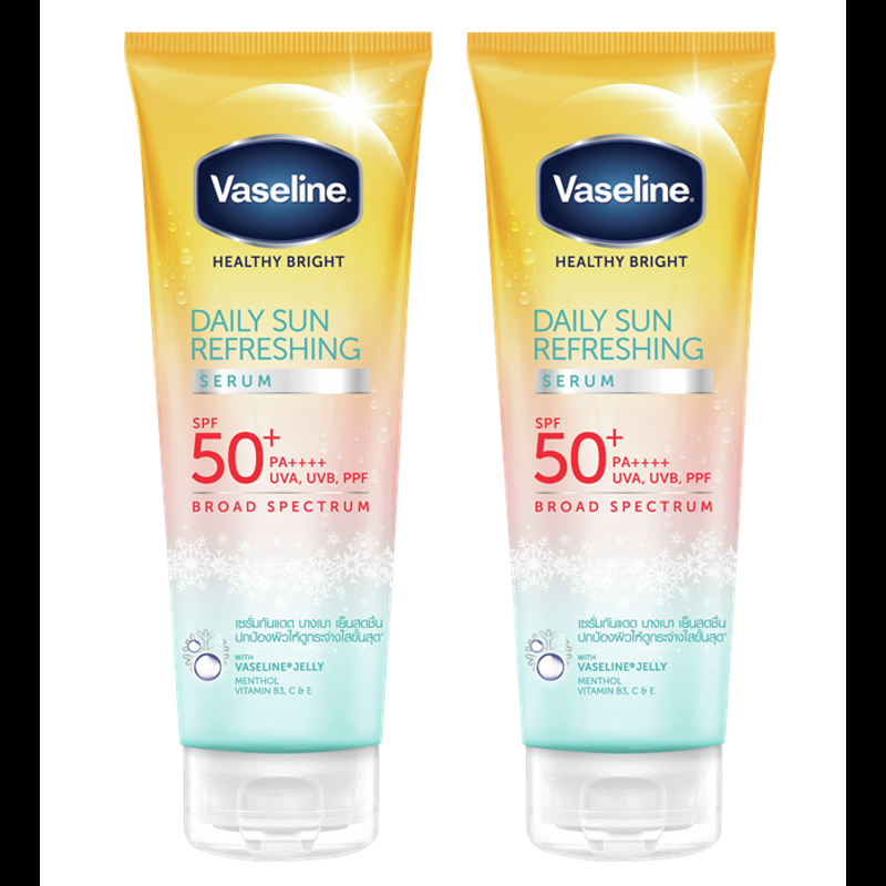 Vaseline Healthy Bright Daily Sun  Refreshing Serum SPF50+ PA+++ 170ml. (2หลอด) วาสลีน เฮลธี้ ไบรท์ เดลี่ เซรั่ม ซัน รีเฟรชชิ่ง สูตรเย็น