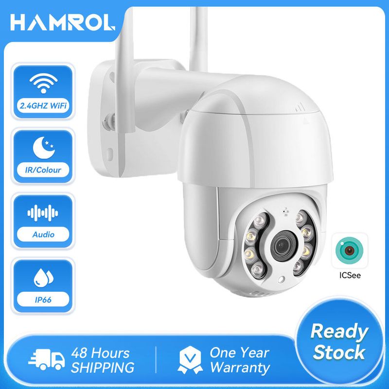 Hamrol 1080P ติดตามอัตโนมัติ PTZ กล้อง Wifi Motion Detection สมาร์ทนาฬิกาปลุกไร้สายกล้องกันน้ำกลางแจ้ง2 Way Audio 4X Zoom Home Security กล้องวงจรปิดกล้อง IP