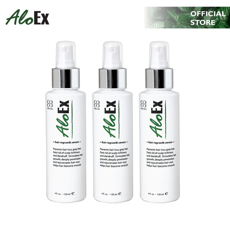 [แพ็กสุดคุ้ม] AloEx Hair Serum 120 ml. 3 ขวด เซรั่มบำรุงหนังศีรษะและเส้นผม ลดผมขาดร่วง ฟื้นผมหนาแข็งแรง