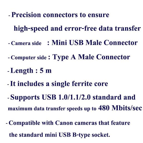 สายยูเอสบียาว 5m ต่อกล้อง Canon EOS 5D Mk II,Mk III,6D,6D Mk II,7D,50D,60D,70D,77D,80D,9000D,1D IV เข้ากับคอมฯ USB cable