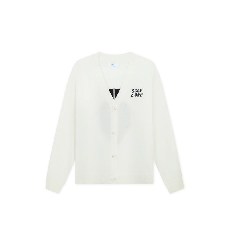 AIIZ (เอ ทู แซด) - เสื้อคาร์ดิแกนผ้าถักทอลาย Long Sleeve Graphic Cardigan