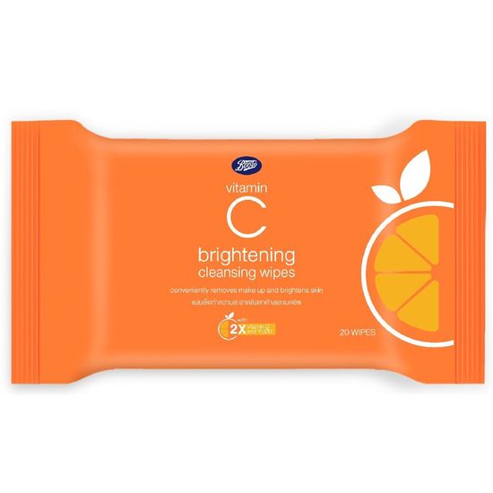 Boots Vitamin C Brightening Cleansing Wips บู๊ทส์ วิตามิน ซี ไบร์ทเทนนิ่ง คลีนซิ่ง ไวพ์ส