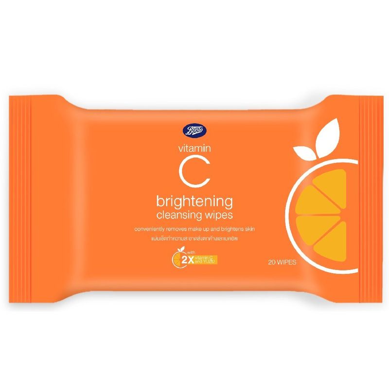 Boots Vitamin C Brightening Cleansing Wips บู๊ทส์ วิตามิน ซี ไบร์ทเทนนิ่ง คลีนซิ่ง ไวพ์ส