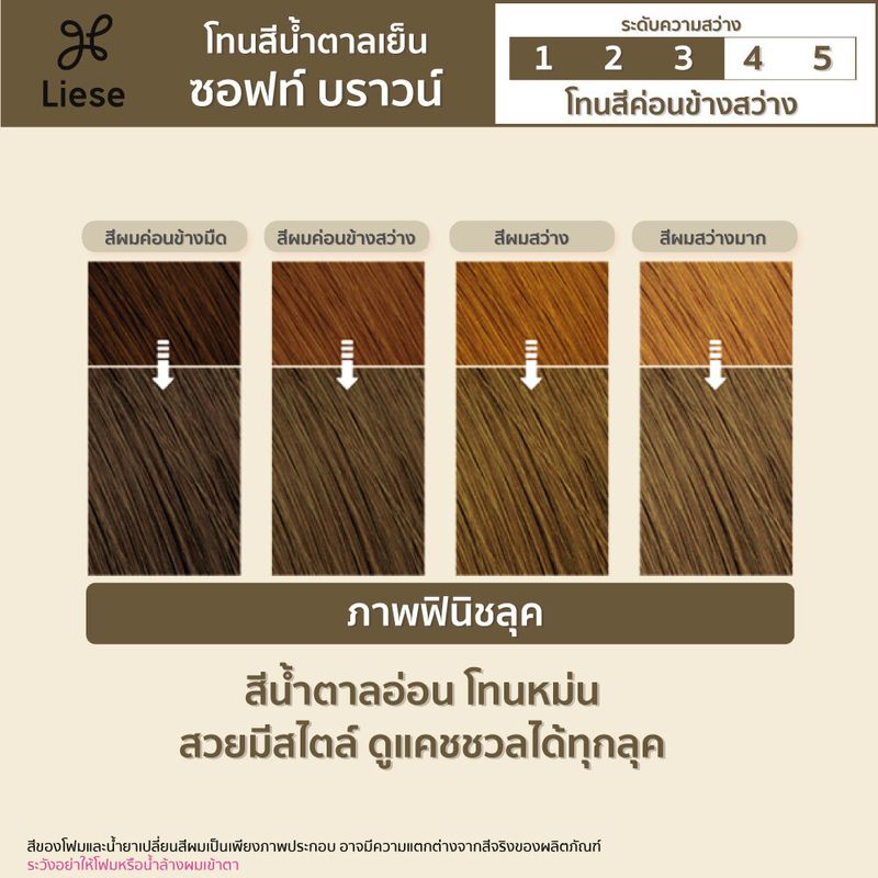 ลิเซ่ บับเบิ้ล โฟมเปลี่ยนสีผม ซอฟต์ บราวน์ Liese Bubble Soft Brown สีน้ำตาลหม่น สีผม ไฮไลท์ ยาย้อมผม