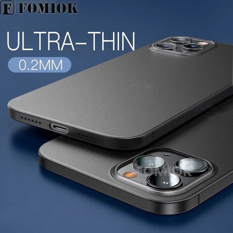 0.2mm แบบบางพิเศษเนื้อแมตต์บางพิเศษป้องกันรอยนิ้วมือสําหรับ Ultra Thin PP Case for iPhone 12 Pro Max Camera Lens Protection Matte Hard Back Cover i12 12pro 12mini