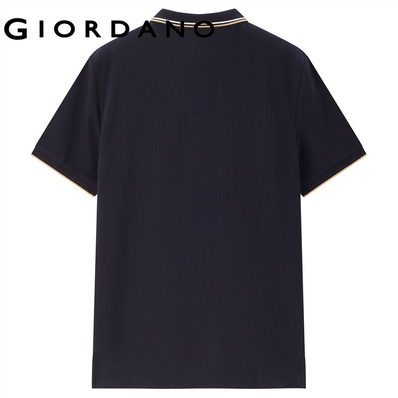 GIORDANO ผู้ชาย เสื้อโปโล เสื้อโปโลแขนสั้นไลคร่าฤดูร้อน คอปกที่ตัดกัน เสื้อโปโลลำลองแฟชั่นแบบยืด Free Shipping 01013383